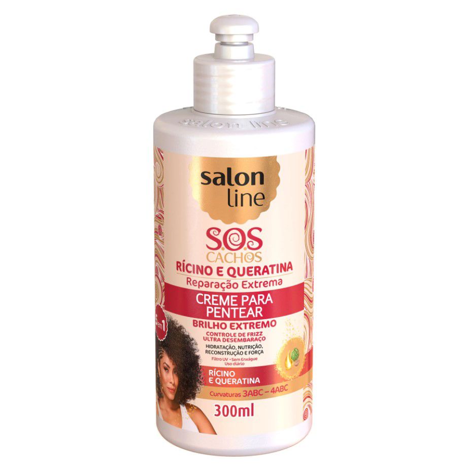 Salon Line SOS Cachos Rícino e Queratina Creme Para Pentear 300ml
