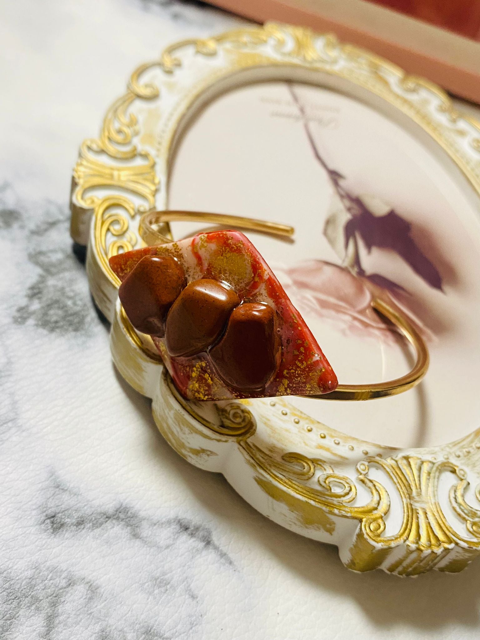 Pulseira De Pedra Jaspe Vermelho Glambox