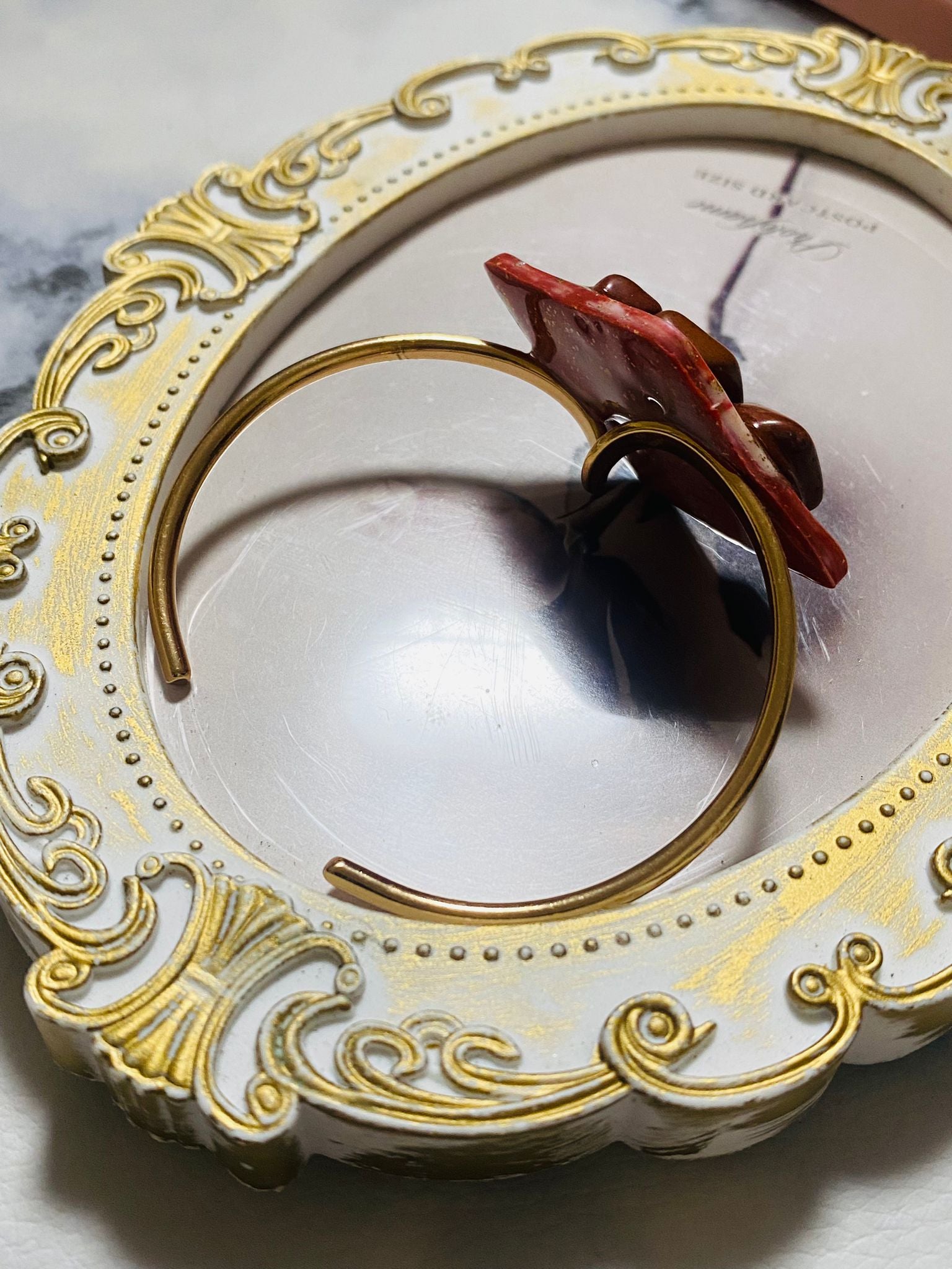 Pulseira De Pedra Jaspe Vermelho Glambox